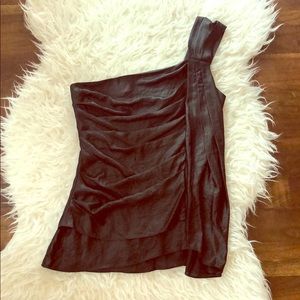 BCBG one shoulder black top